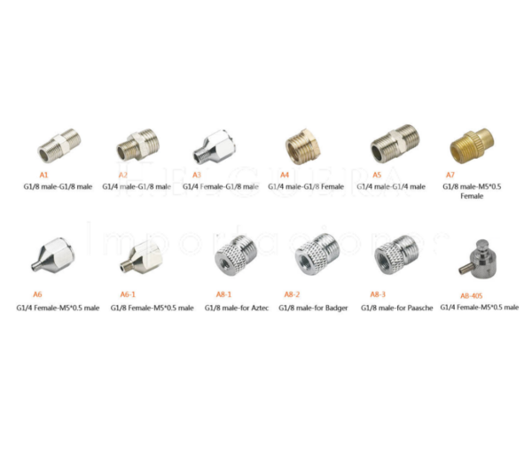 Acoples o adaptadores de roscas para aerógrafos
