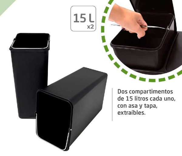 Papelera doble de reciclaje