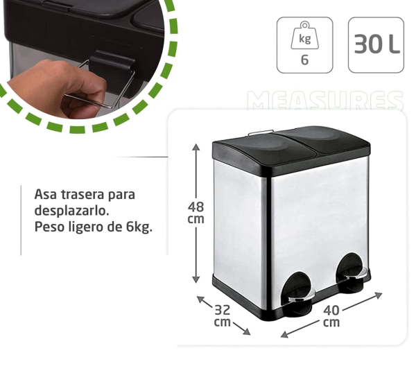 Papelera doble de reciclaje